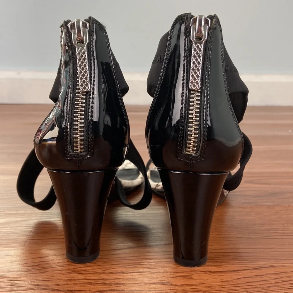 Donald J Pliner Jovia Wedge Cross Strap Sandals Black Size 8